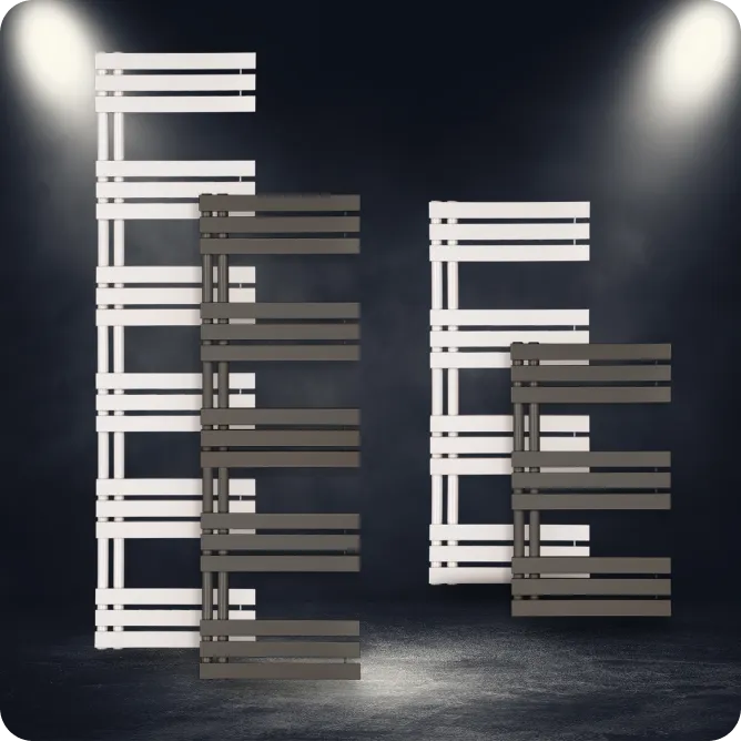 Grafika przedstawia grzejniki łazienkowe